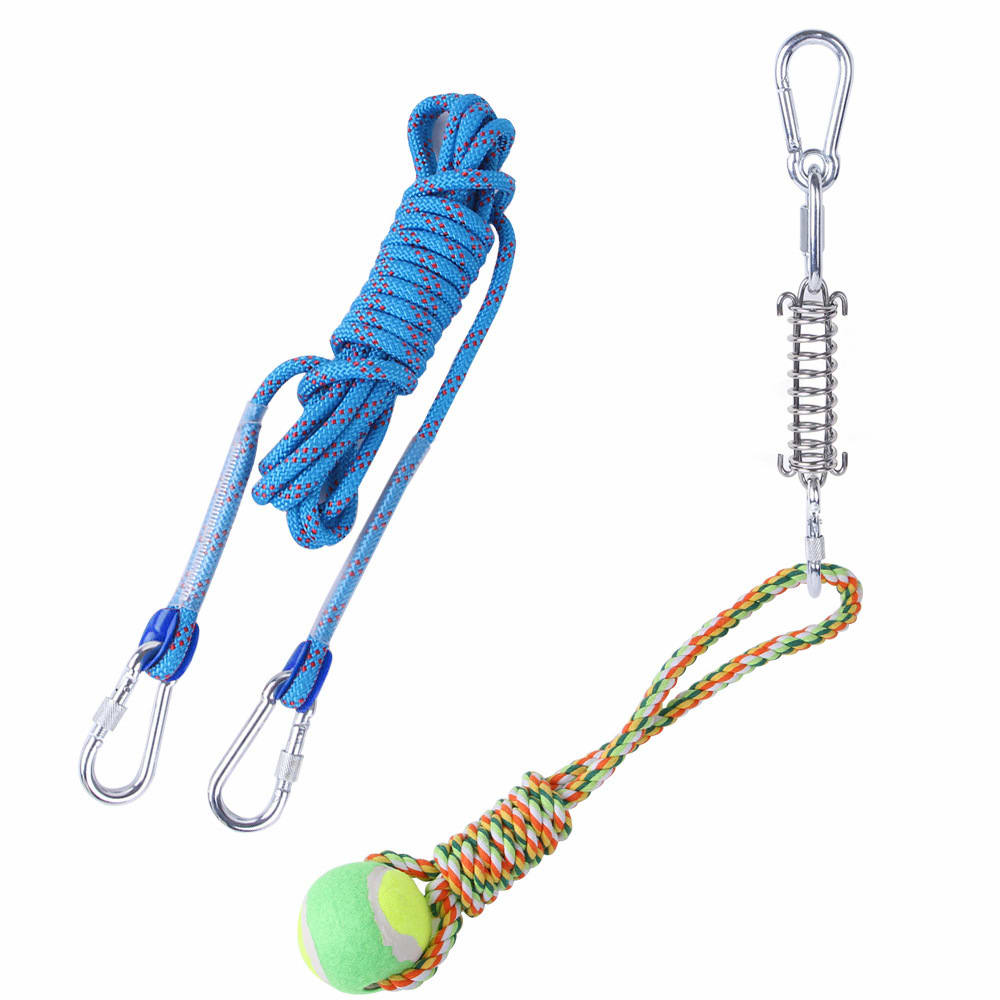 Outdoor Funny Dog Toy Stainless Steel Spring Suspension Cotton String Households Outdoor Toy Training view 12