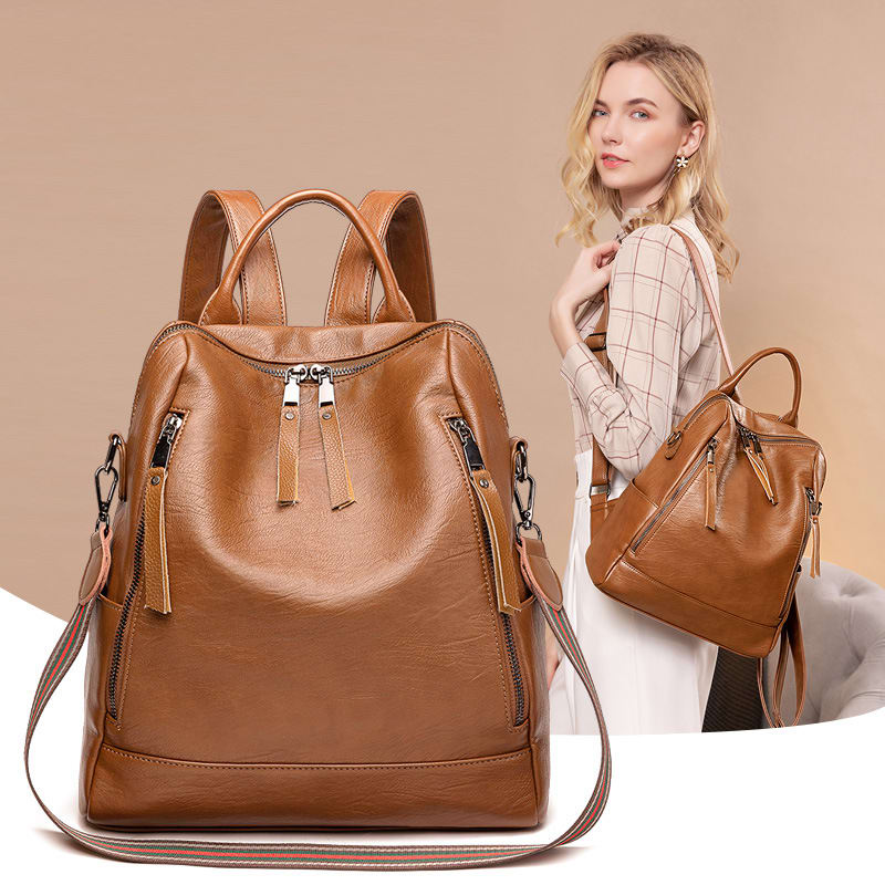 Women's Minimalist Leather Versatile Casual Backpack view 4