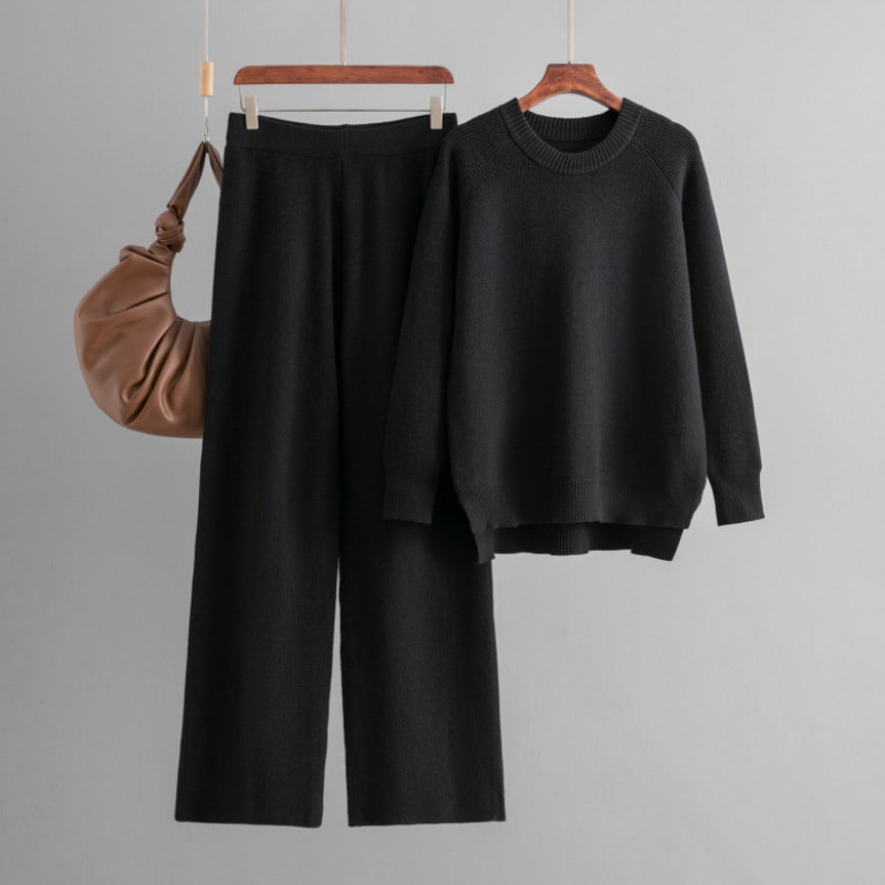 Loose Knitted Long Sleeves Two-piece Set For Women view 5