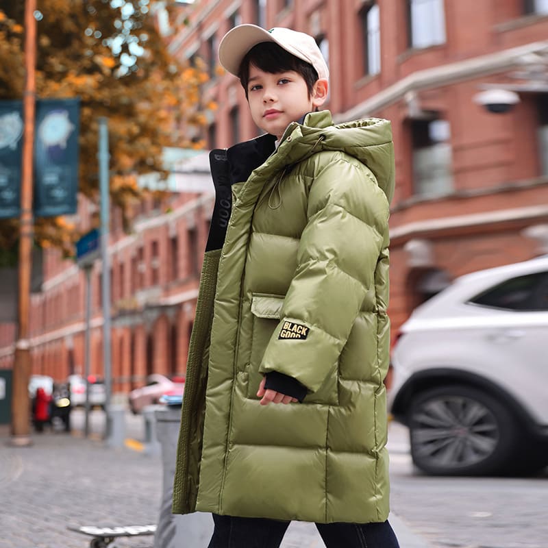 Down Jacket Boy's Long Overfashionable Knee Western Style view 3