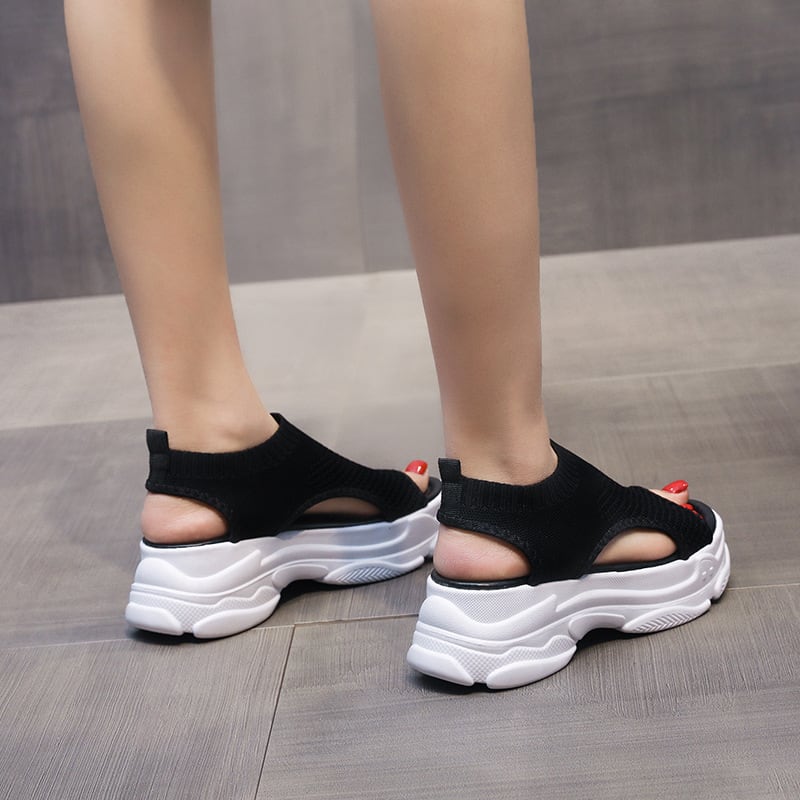 Thick-soled Leg-shaping Knitted Latest Trendy Style Sports Platform Not Tired Feet Comfortable Sandals view 6