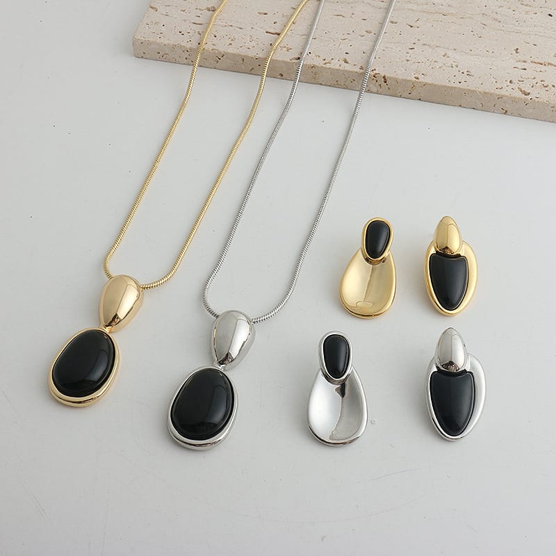 New Chinese Style Accessories Irregular Stitching Black Onyx Necklace Women view 9
