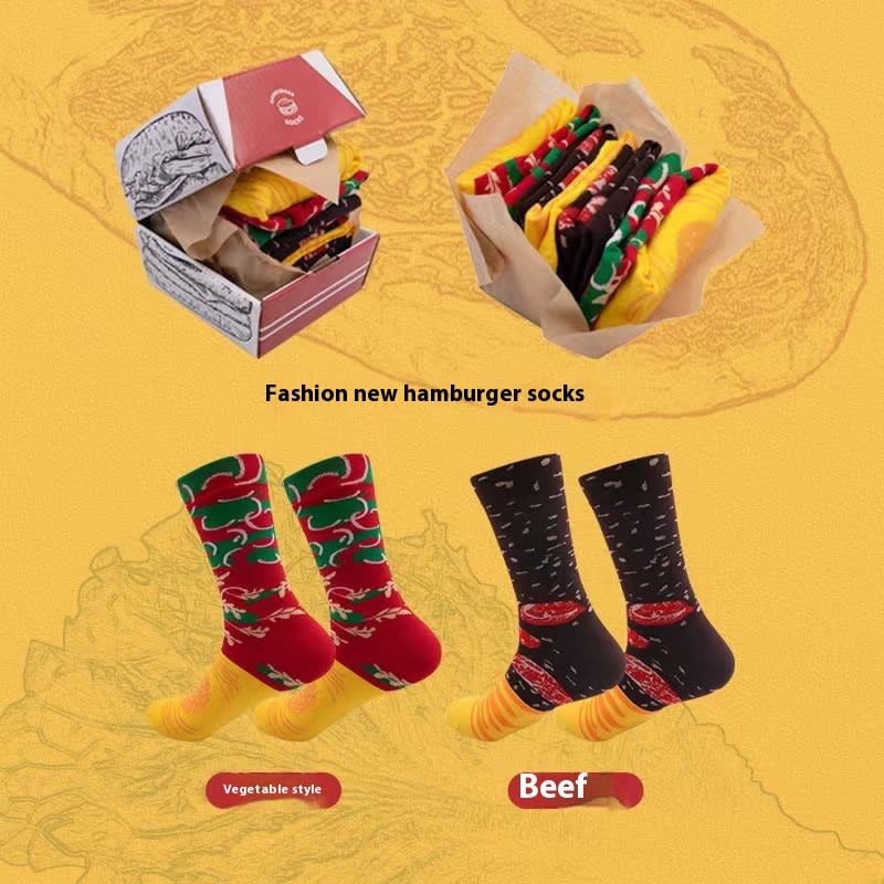 Christmas Creative Hamburger Socks Party Socks Gift view 11