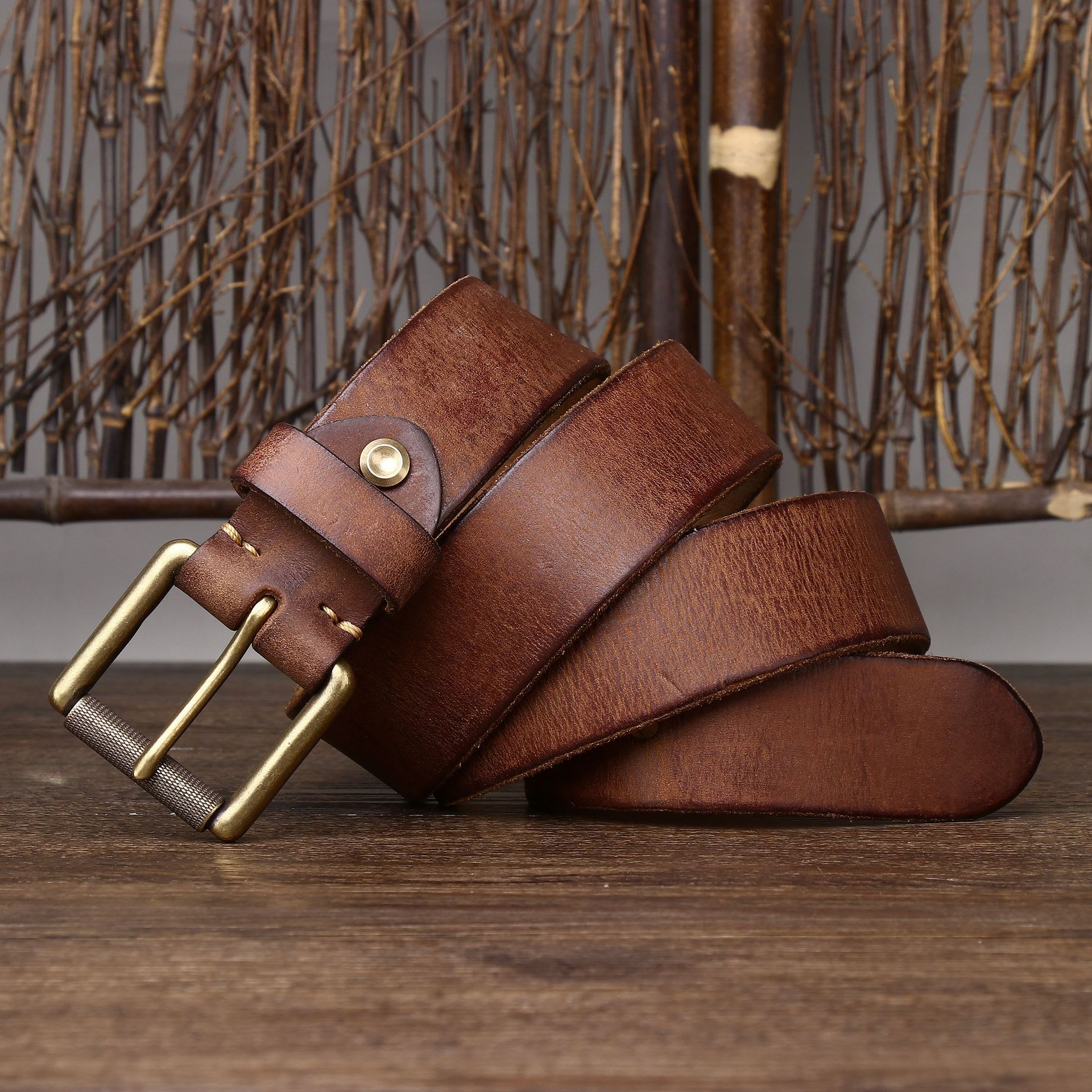 4CM Wide Handmade Widen And Thicken First Layer Cow Leather Belt view 9