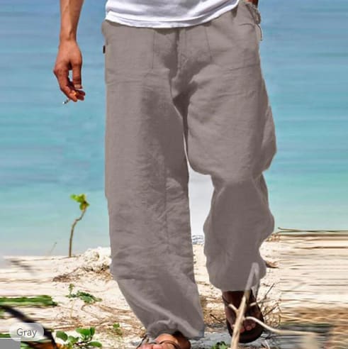 Men's Trousers Summer Drawstring Elastic Waist Beach Pants view 10