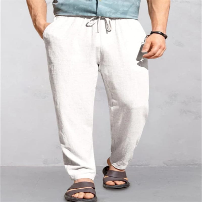 Men's Linen Breathable Outdoor Pants Loose Drawstring Pants Comfortable Casual Pants view 7