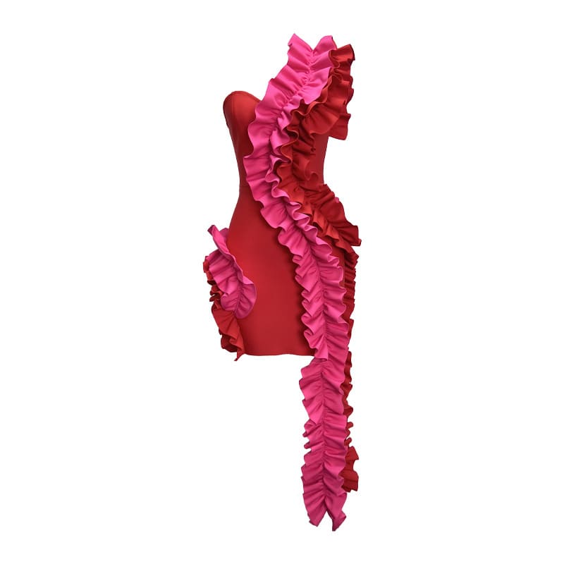 Bandage One-piece Dress Folding Side Birthday Party view 5
