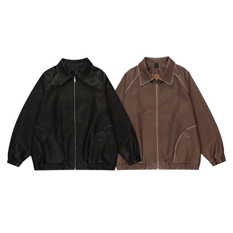 Men's PU Maillard Leather Coat view 3