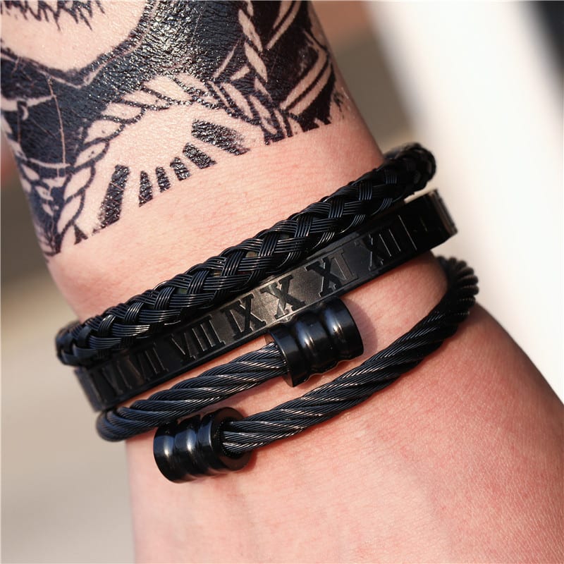 Titanium Steel Bracelet Suit Punk Creative Personality Roman view 3