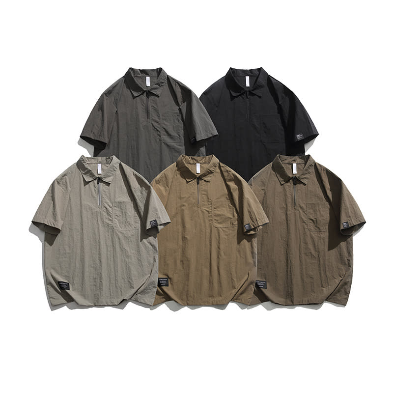 Japanese Style Cool Ice Silk Short Sleeve Retro Summer Lapels T-shirt view 4