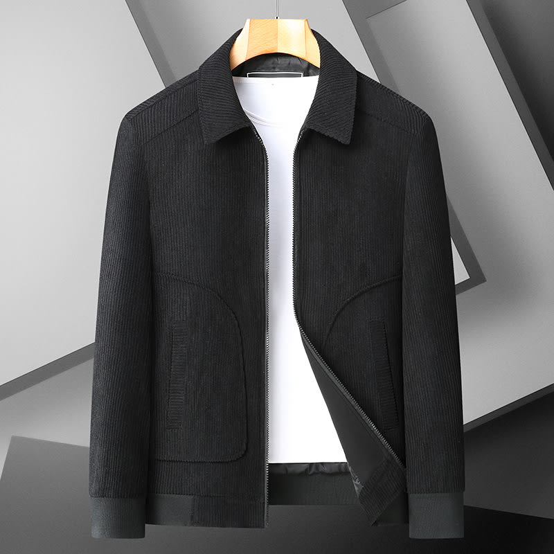 Plus Size Corduroy Thickened Coat Overweight Man Jacket view 6