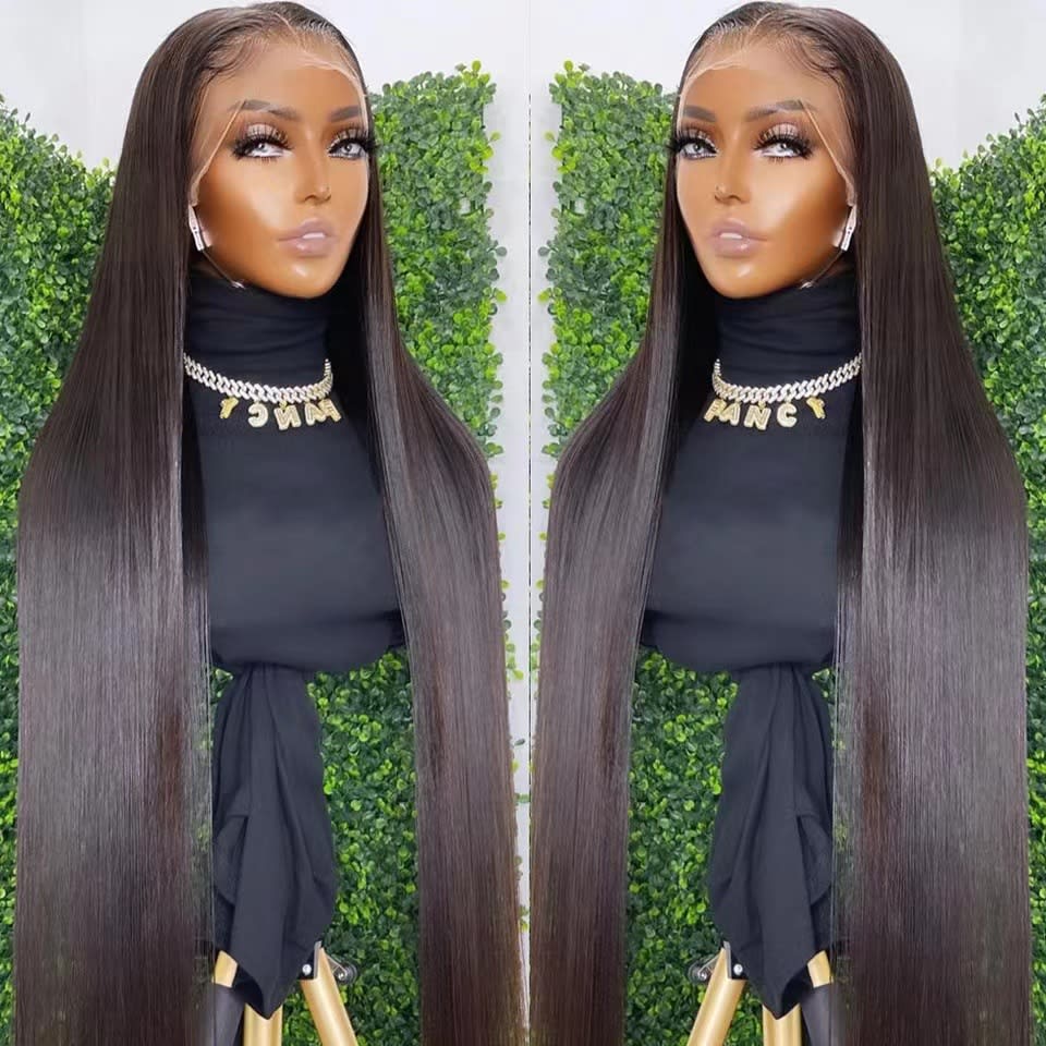 Front Lace Long Straight African Women Wig Head Cover view 9