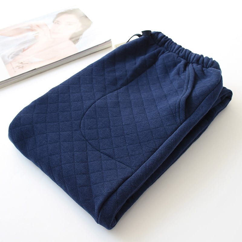 Cotton Air Layer Couple's Thickening Trousers With Side Pockets