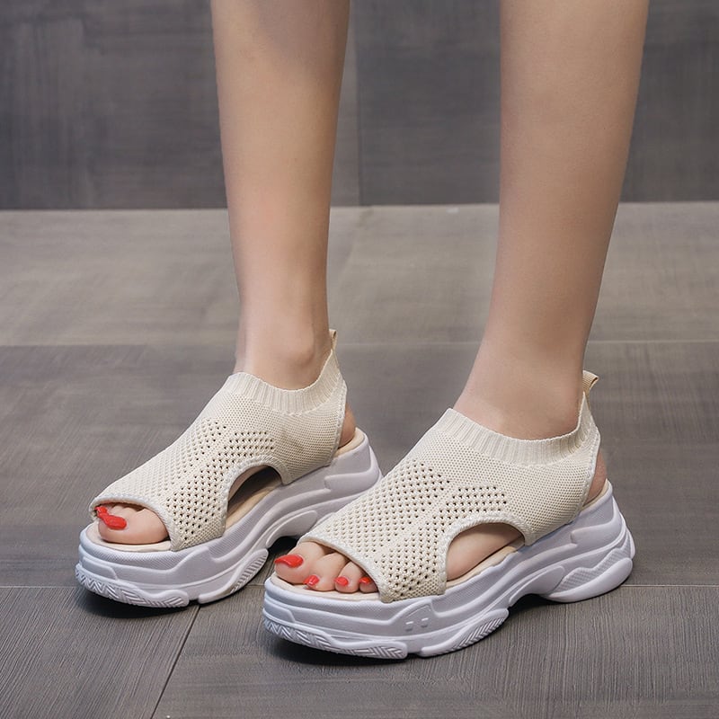Thick-soled Leg-shaping Knitted Latest Trendy Style Sports Platform Not Tired Feet Comfortable Sandals view 2