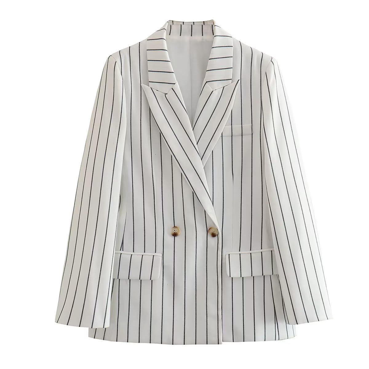 European And American Style Casual Loose Striped Commuter Suit Jacket view 10