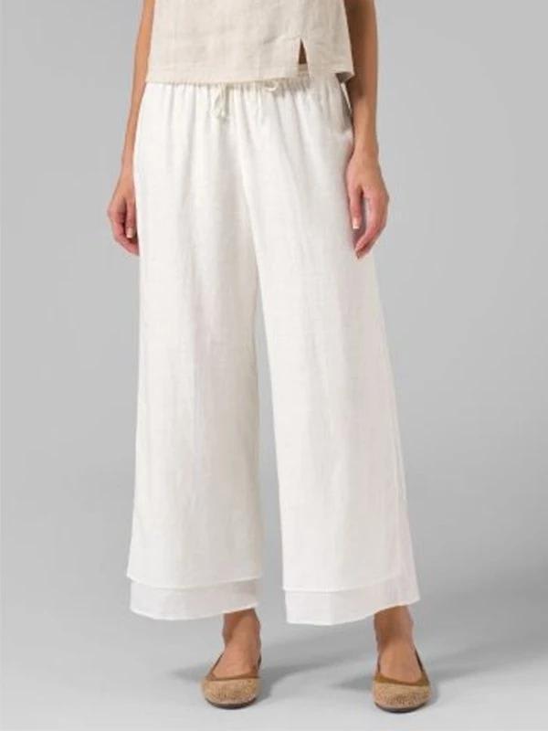 Women's Double-layer Buckle Elastic Waist Pants view 3