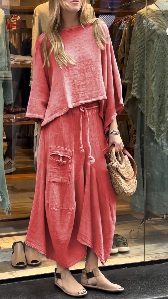 Loose-fitting Skirt Suit Fashion Solid Color Pullover Long-sleeved Top And Long Skirt Two-piece Set view 7