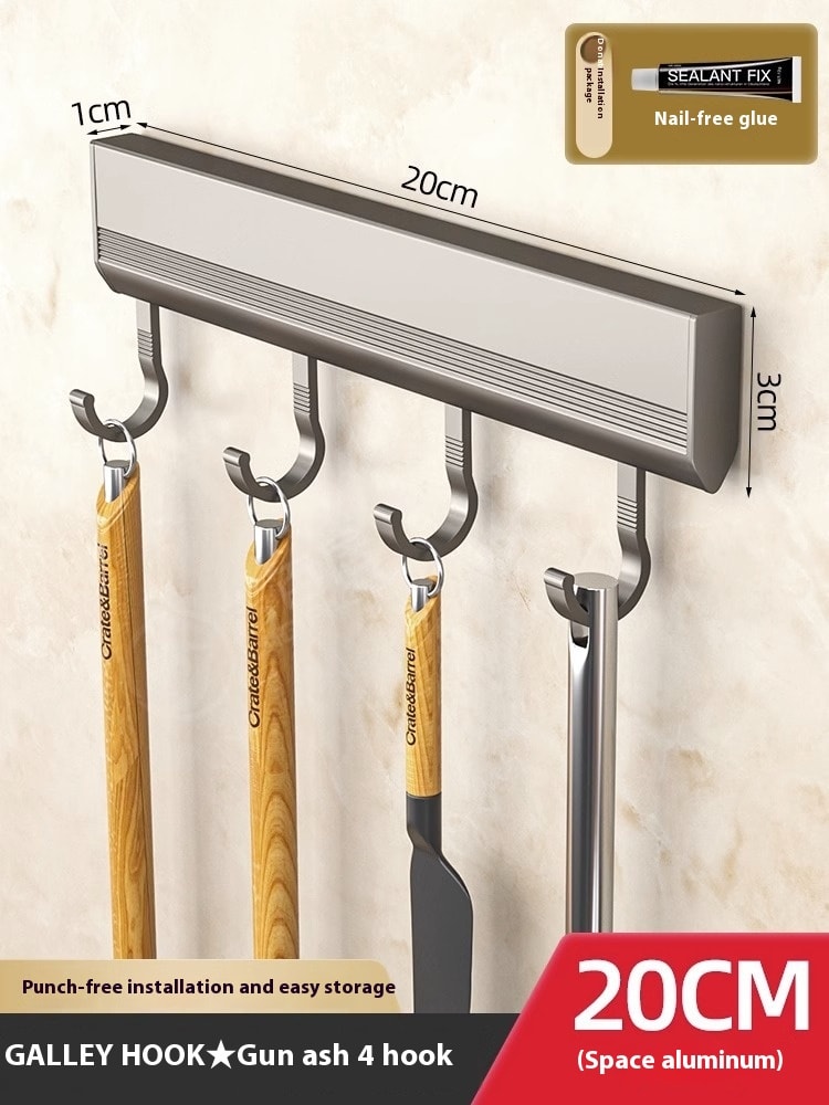 Factory Supply Kitchen Hook Rack Punch-free Wall-mounted Rack Aerospace Aluminum view 21