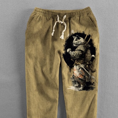 Men's Loose Casual Straight-leg 3D Printed High Waist Wide Leg Pants view 5