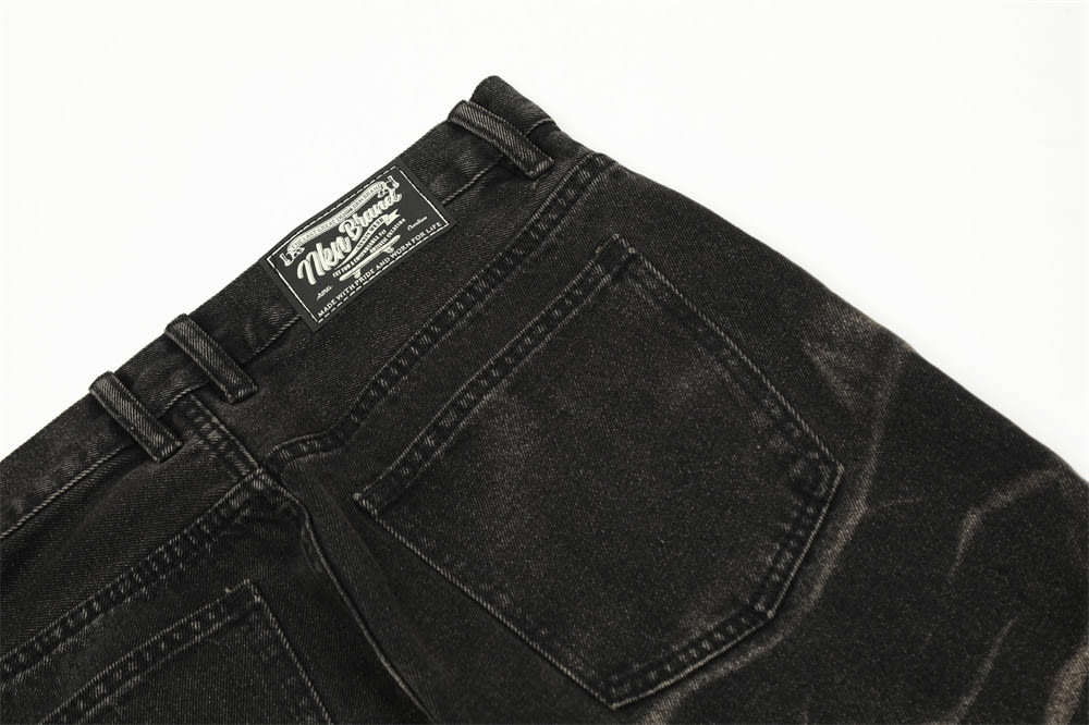 Tie-dyed Water Ripple Denim Trousers For Men view 2
