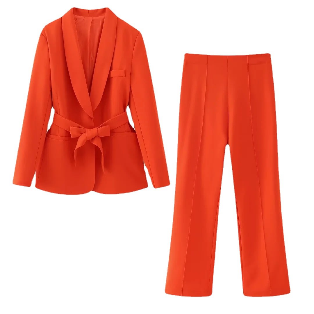 Women's French Style With Belt Dress Small Suit Jacket Casual Trousers view 9