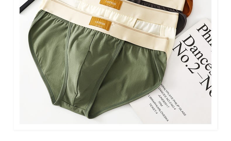 Loose Men's Solid Color Cotton Briefs view 11