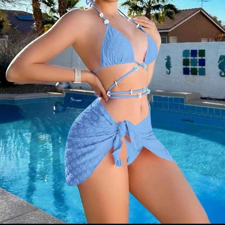 Fashion Ladies Three-piece Set Strap Split Swimsuit view 3