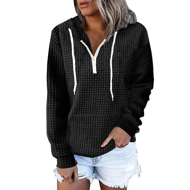 Women's Waffle Hoodie Sweater Coat view 5