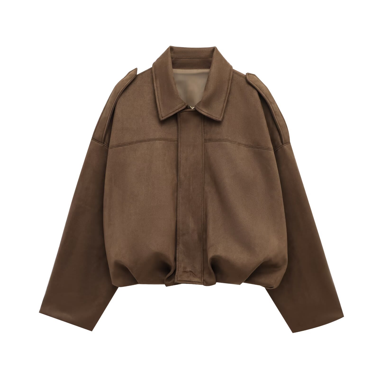 Faux Suede Texture Pilot Jacket - Men's Casual Zip Up Coat with Soft Touch Finish for Daily Wear