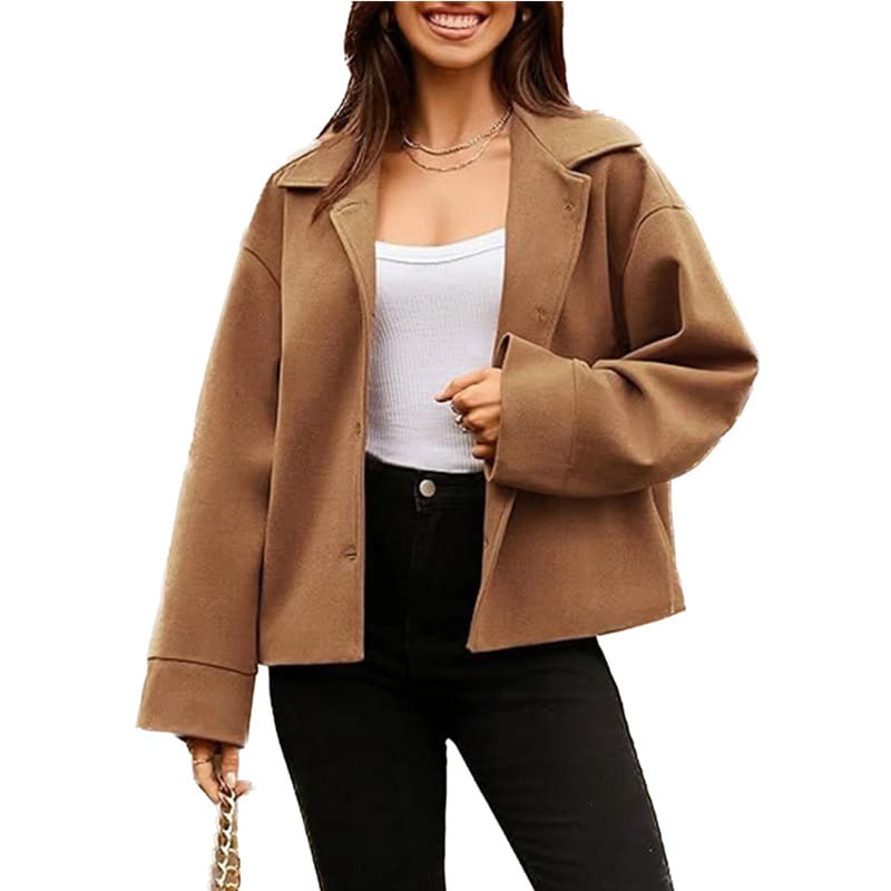 Women's Short Small Suit Long Sleeve Button Coat view 9