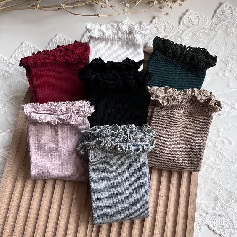 Mid-calf Lace Combed Cotton Baby Socks view 6