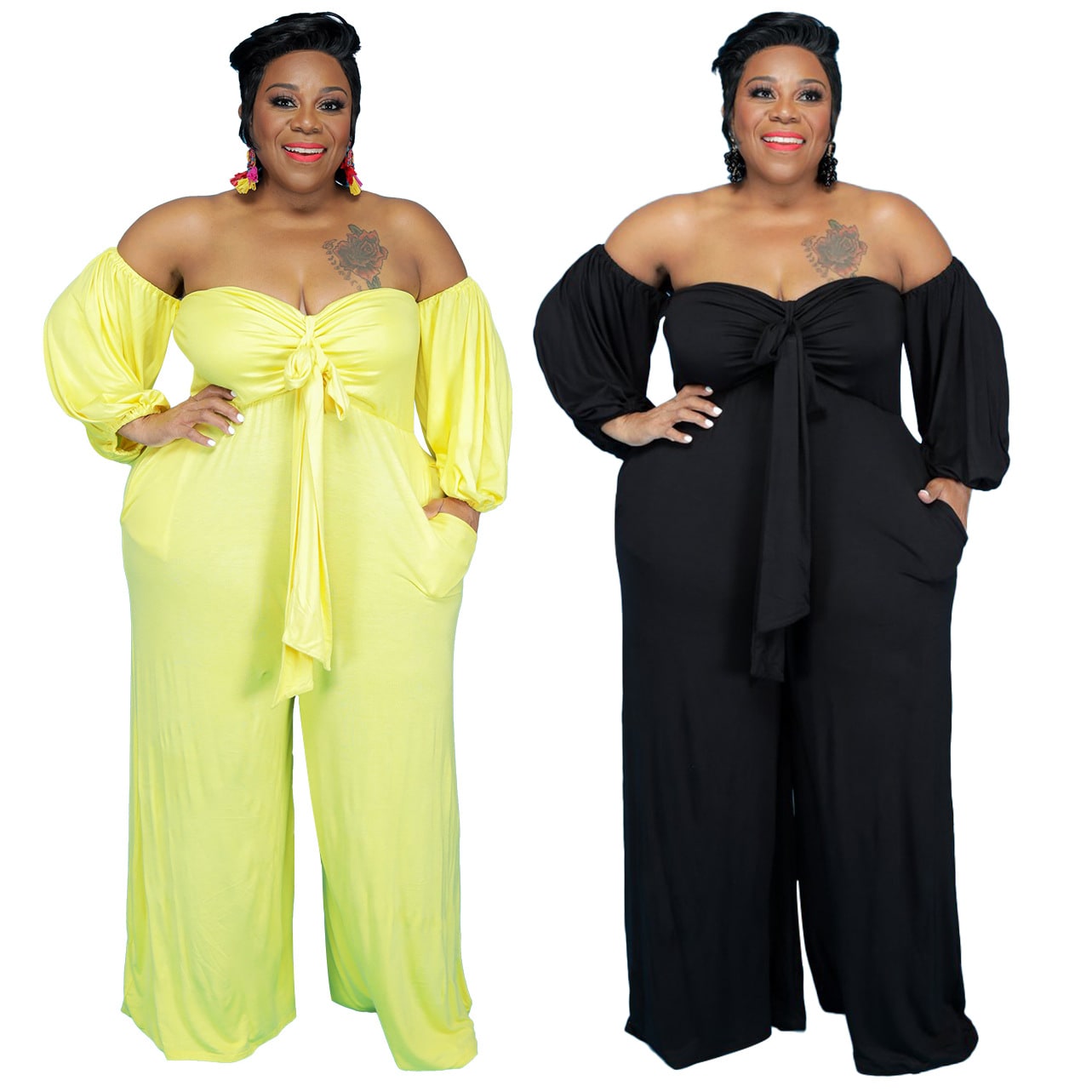 Tube Top Solid Color Jumpsuit Wide Leg Pants view 6