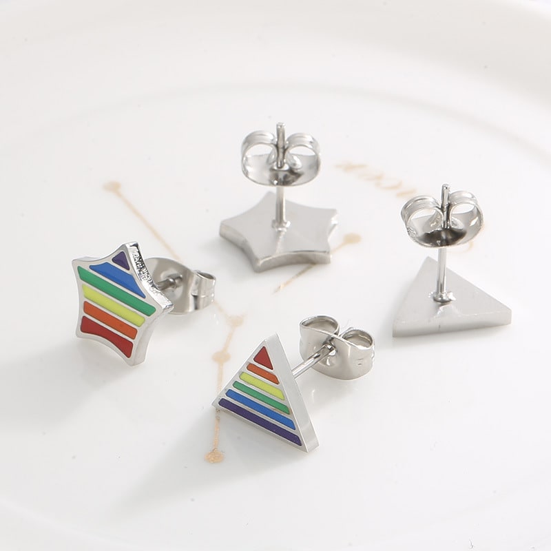 Stainless Steel Fashion Creative Rainbow Geometric Earrings view 7
