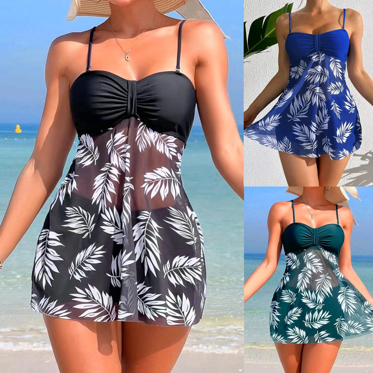 Swimsuit Split Boxers High Waist Mesh Women view 2