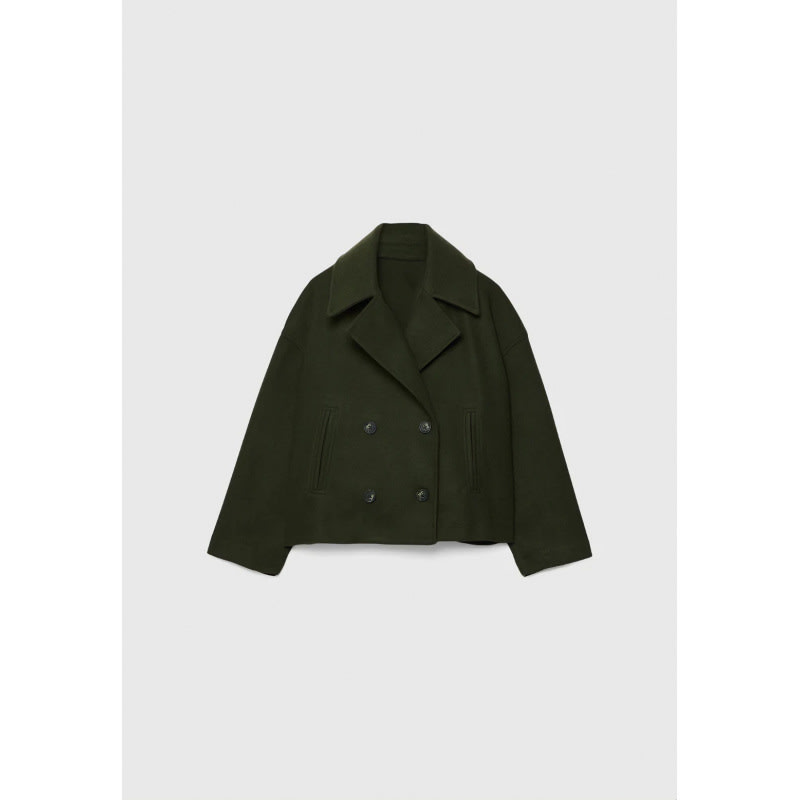 Ins Double-breasted Lapel Blazer Jacket Fashion Loose Woolen Short Coat Elegant Commuting Women's Clothing view 1