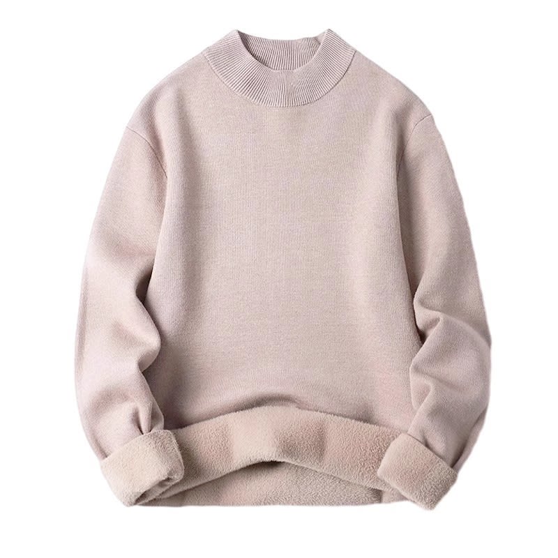Half High Neck Sweater Men's Slim Fit Solid Color Pullover Knitted Base Sweater view 5