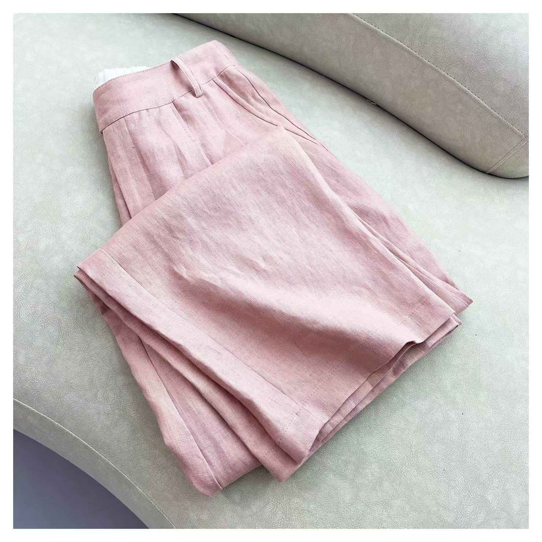 Narrow Version Wide Leg Summer Linen Straight Pants view 5