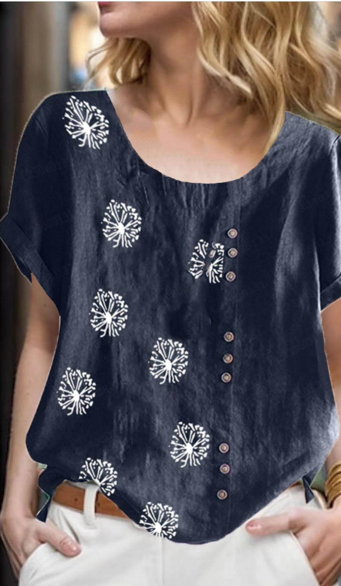 Women's Top Clinch Vintage Cotton And Linen Printing view 3