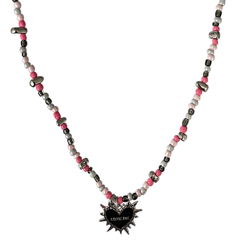 Original Design Black Heart Thorn Beaded Necklace view 4