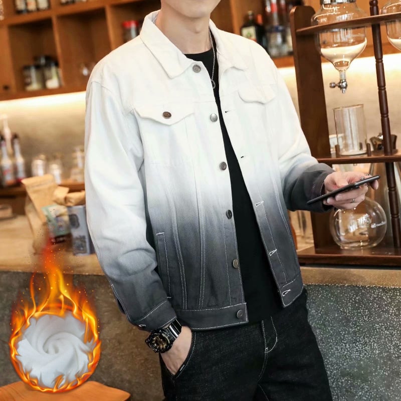 Fleece-lined Thickening Denim Jacket Men's Autumn And Winter view 5