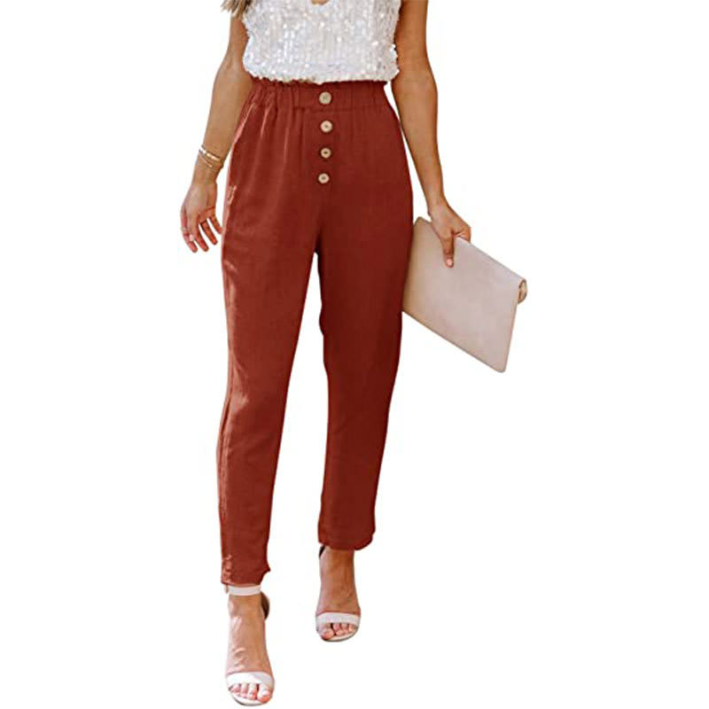 Women's Casual Loose And Comfortable Pant Belt Pocket Elastic Pants view 2