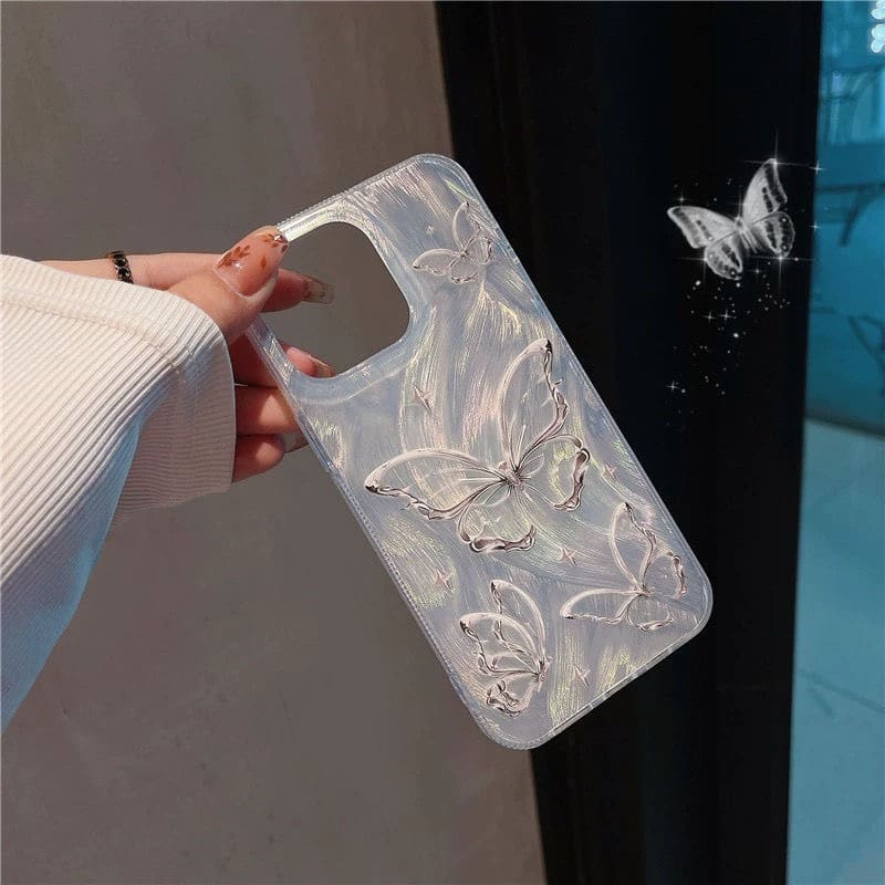 Butterfly Mobile Phone Hard Feeling Anti-silver Fall Feather Yarn view 4