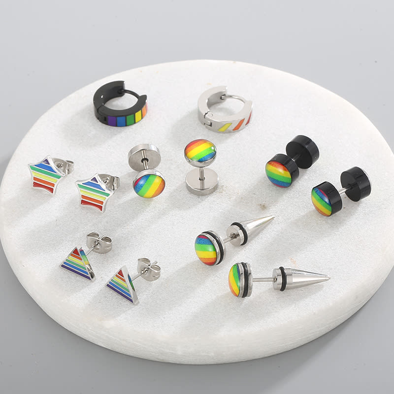 Stainless Steel Fashion Creative Rainbow Geometric Earrings view 15