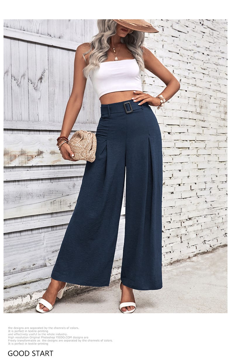 Foreign Trade High Waist Wide Leg Casual Trousers view 29