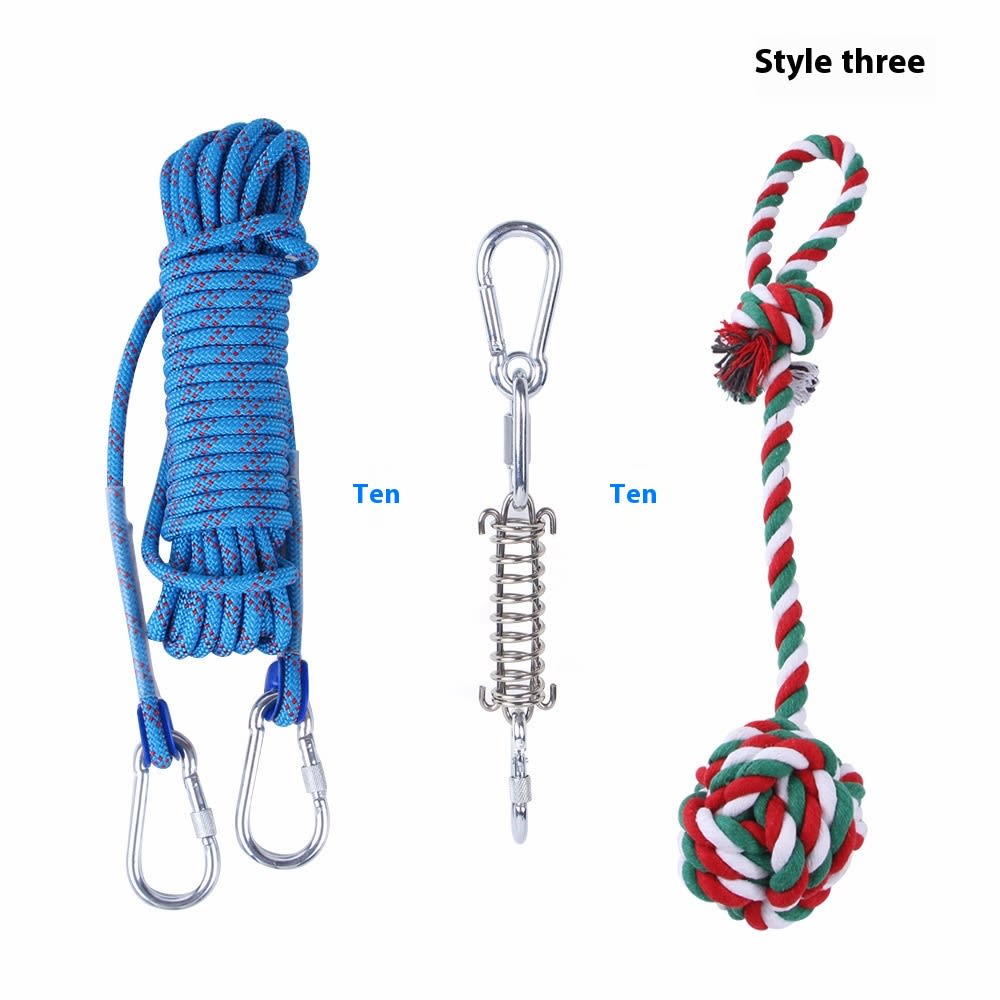 Outdoor Funny Dog Toy Stainless Steel Spring Suspension Cotton String Households Outdoor Toy Training view 27