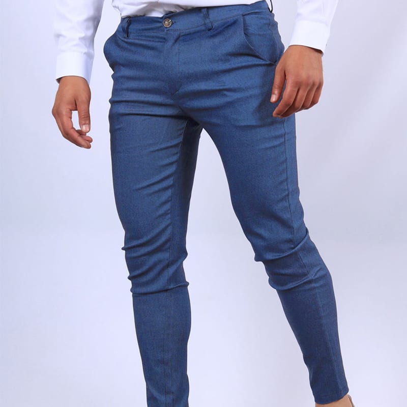 Men's Slim Button Trousers Fashion Solid Office Versatile Long Pencil Pants view 19