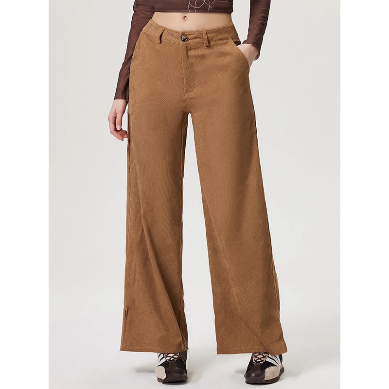 Women's Retro Straight Wide Leg Corduroy Trousers view 5