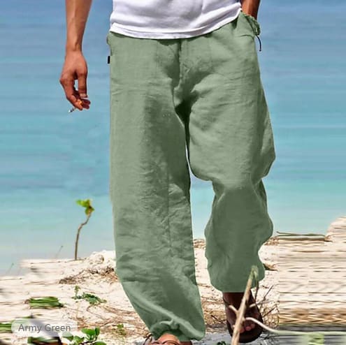 Men's Trousers Summer Drawstring Elastic Waist Beach Pants view 11