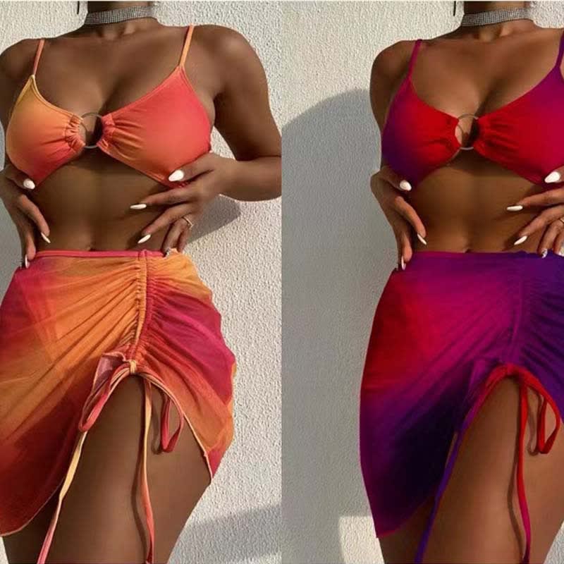 Women's Three Piece Loop Buckle Hollow Suspender Swimsuit view 2