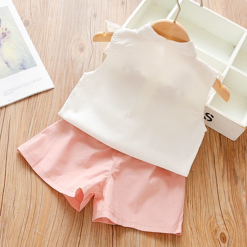 Girls Trendy Shorts Sleeveless Two-piece Suit view 2